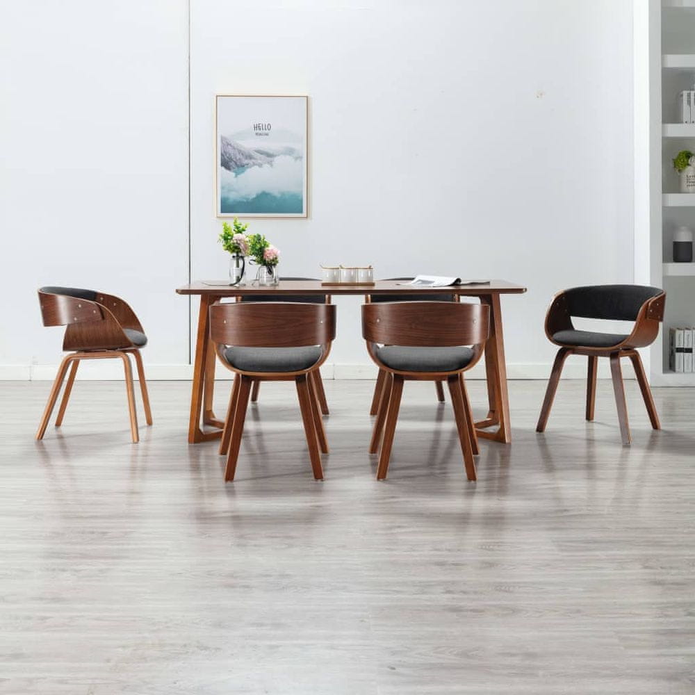 Petromila vidaXL Jedálenské stoličky 6 ks sivé ohýbané drevo a látka
